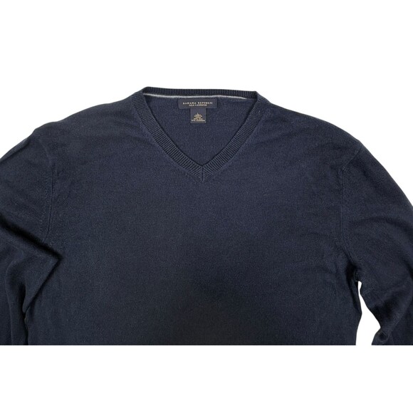 Banana Republic Navy Silk Cashmere V-Neck Sweater L Soft Luxe Classic Large - Picture 2 of 11